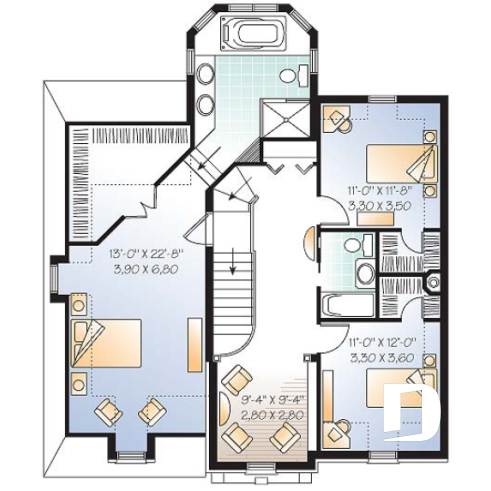Étage - Superbe maison de style européen, 3 chambres, bureau à domicile, grande suite des parents - Versaille 1