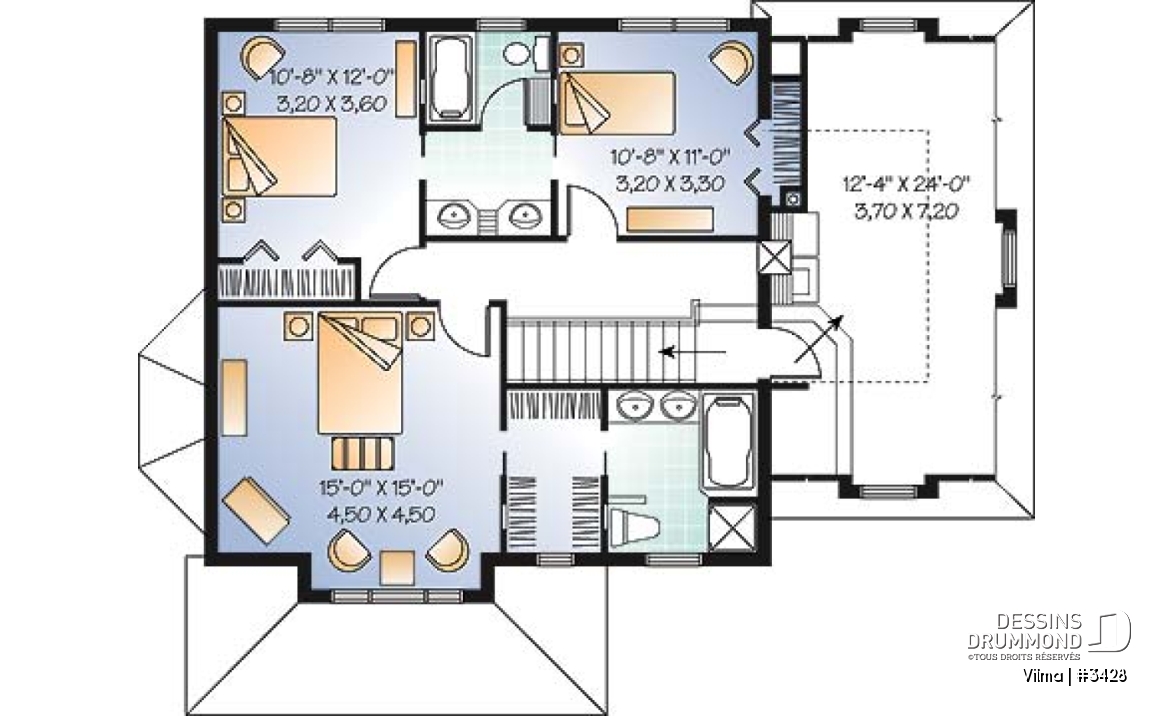 Étage - Maison avec grand espace boni, plafond 10', 3 chambres, 2 salles de bain complète à l'étage et walk-in - Vilma