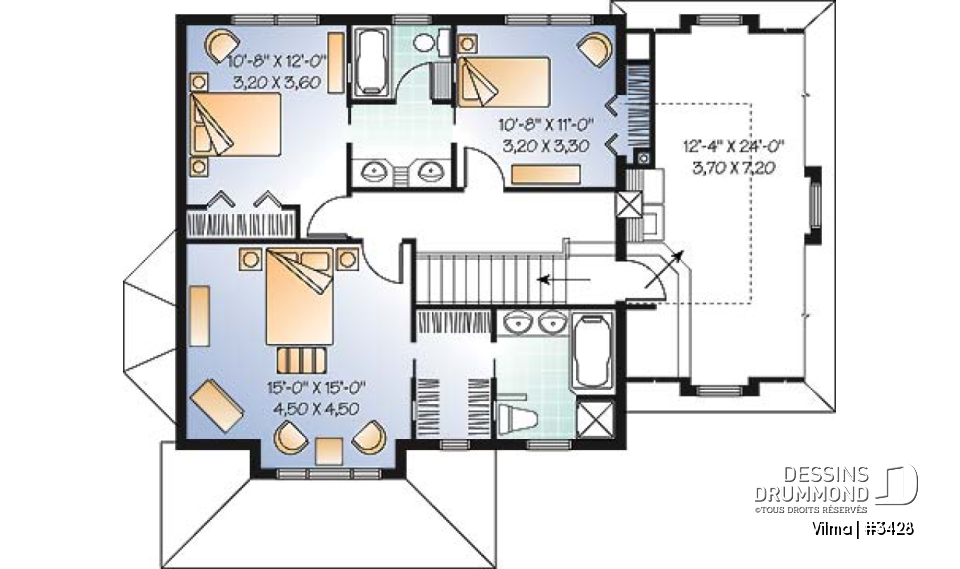 Étage - Maison avec grand espace boni, plafond 10', 3 chambres, 2 salles de bain complète à l'étage et walk-in - Vilma