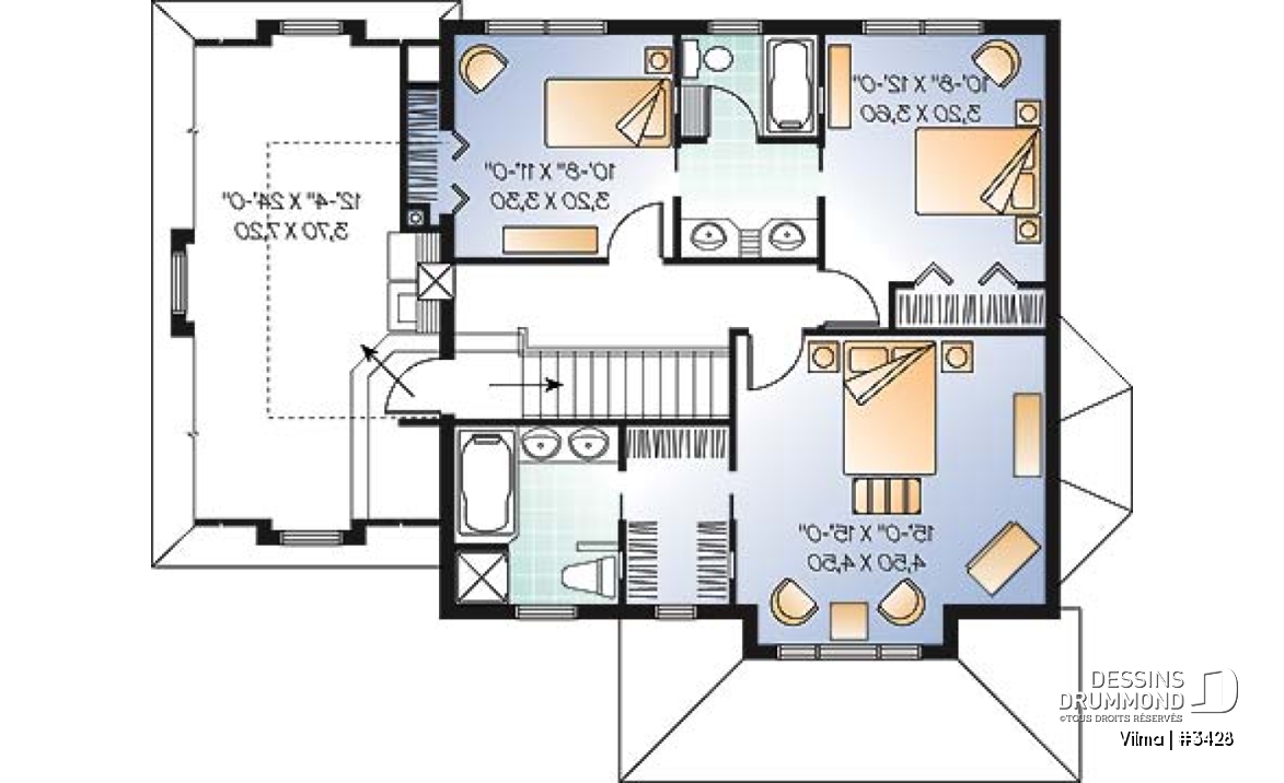 Étage - Maison avec grand espace boni, plafond 10', 3 chambres, 2 salles de bain complète à l'étage et walk-in - Vilma