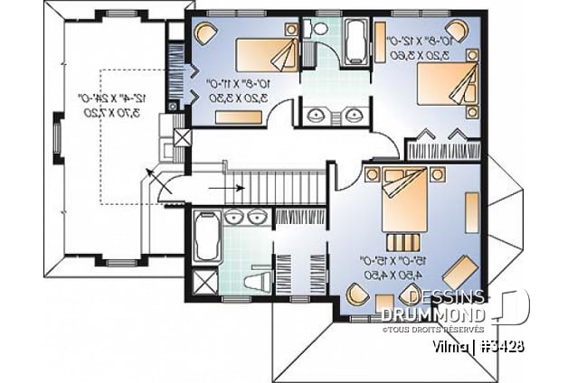 Étage - Maison avec grand espace boni, plafond 10', 3 chambres, 2 salles de bain complète à l'étage et walk-in - Vilma