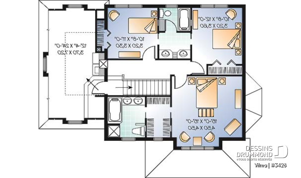 Étage - Maison avec grand espace boni, plafond 10', 3 chambres, 2 salles de bain complète à l'étage et walk-in - Vilma