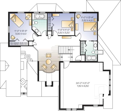 Étage - Modèle de maison de style Manoir 3 à 4 chambres possible, large espace boni, garage double, salon avec foyer - Stonewell