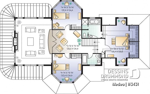 Étage - Modèle de Maison 3 grandes chambres, grande galerie couverte, 2 séjours, grande ch. maître - Medea