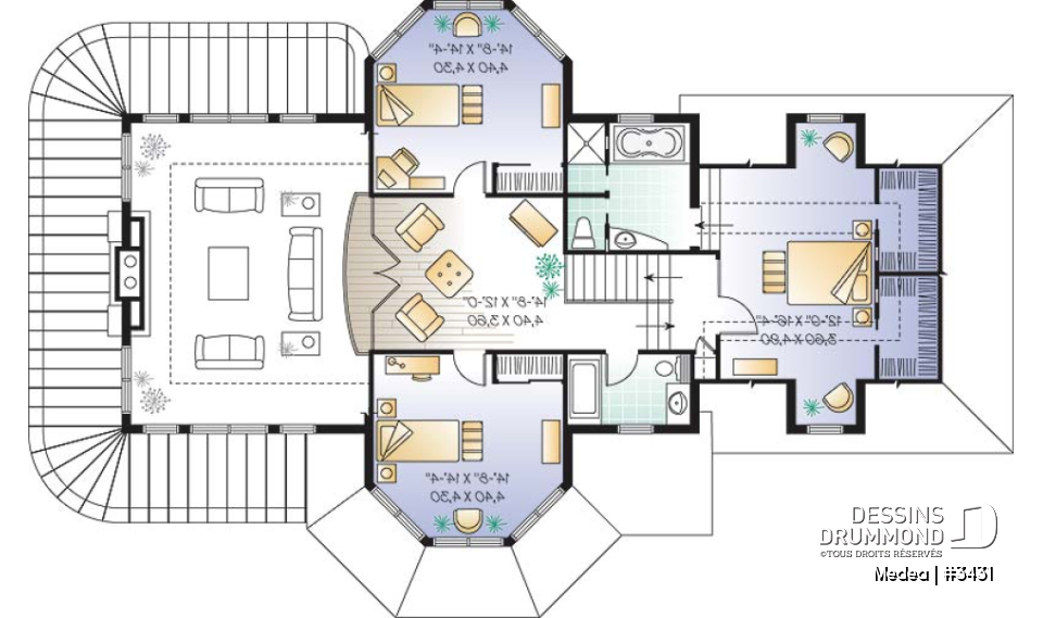 Étage - Modèle de Maison 3 grandes chambres, grande galerie couverte, 2 séjours, grande ch. maître - Medea