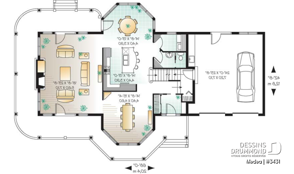 Rez-de-chaussée - Modèle de Maison 3 grandes chambres, grande galerie couverte, 2 séjours, grande ch. maître - Medea