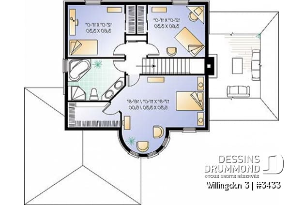 Étage - Maison style manoir avec garage double, 3 chambres, bureau à domicile, grand salon avec cathédral, foyer - Willingdon 3