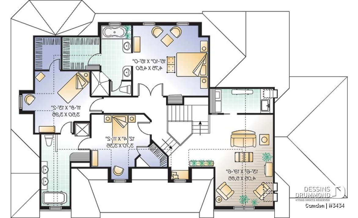 Étage - Plan de maison à étage de 3 à 4 chambres, garage double, grande suite des maîtres, superbe salon, bureau - Camden