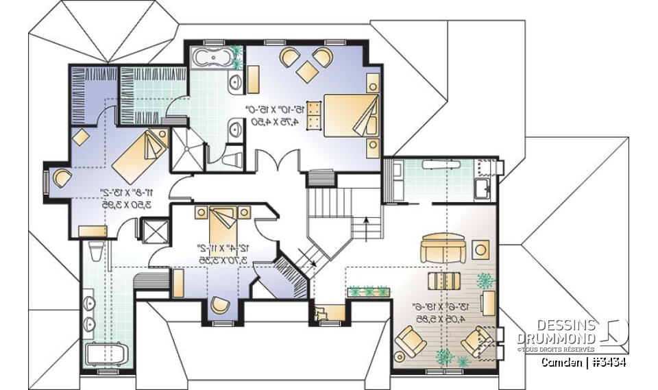 Étage - Plan de maison à étage de 3 à 4 chambres, garage double, grande suite des maîtres, superbe salon, bureau - Camden