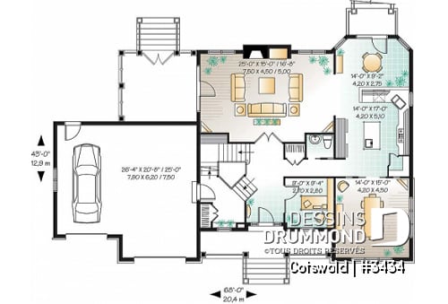 Rez-de-chaussée - Plan de maison à étage de 3 à 4 chambres, garage double, grande suite des maîtres, superbe salon, bureau - Cotswold