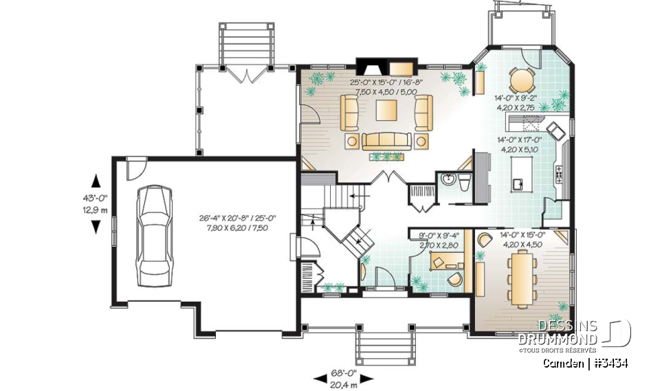 Rez-de-chaussée - Plan de maison à étage de 3 à 4 chambres, garage double, grande suite des maîtres, superbe salon, bureau - Camden