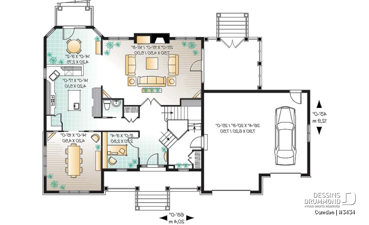 Rez-de-chaussée - Plan de maison à étage de 3 à 4 chambres, garage double, grande suite des maîtres, superbe salon, bureau - Camden
