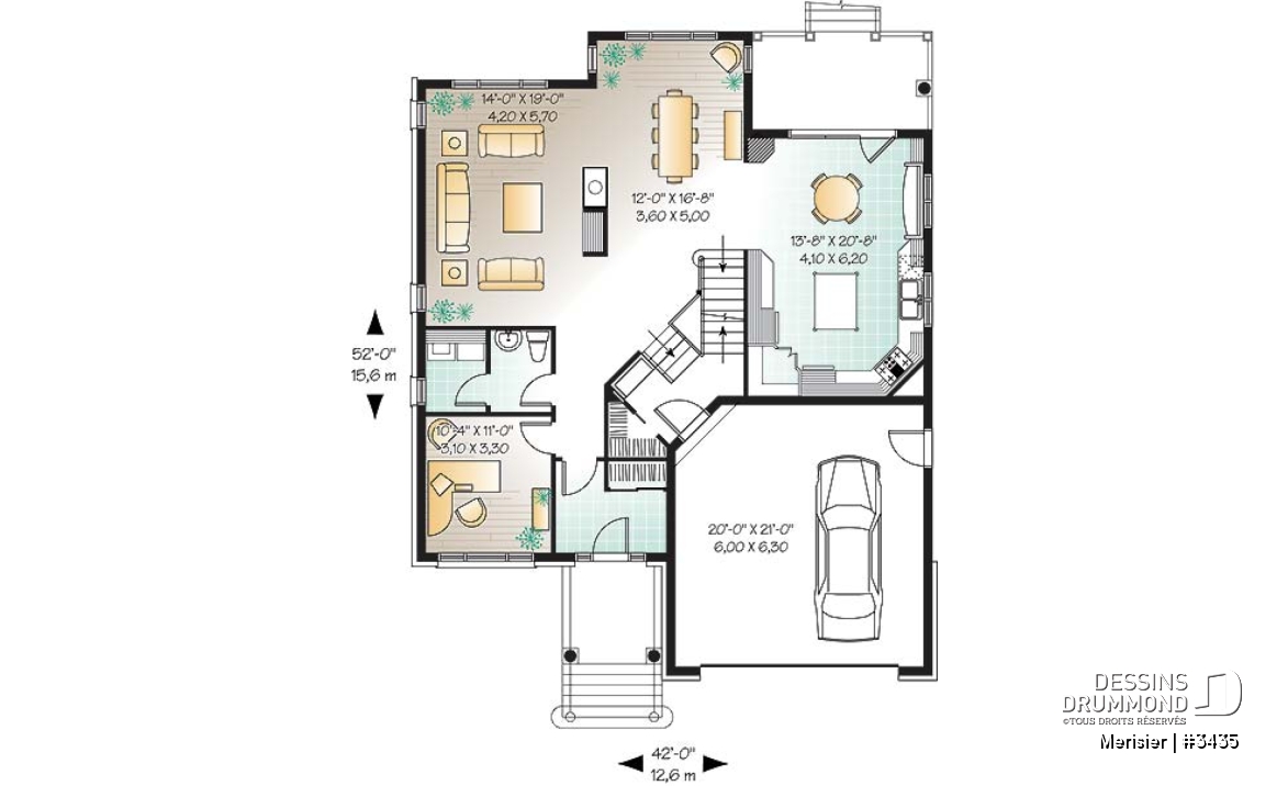 Rez-de-chaussée - Maison 2 étages à paliers, 4 à 5 chambres, garage double, espace bureau - Merisier