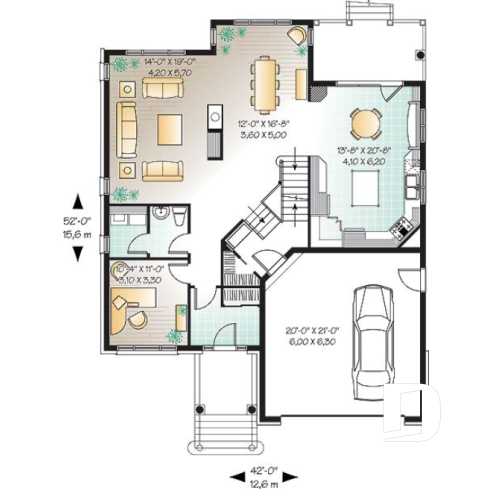 Rez-de-chaussée - Maison 2 étages à paliers, 4 à 5 chambres, garage double, espace bureau - Merisier