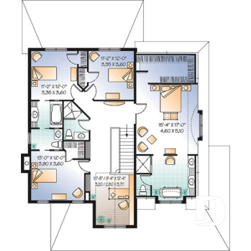 Étage - Européen, vaste cuisine, 4 à 5 ch., remarquable suite des maîtres, garage double - Cabot