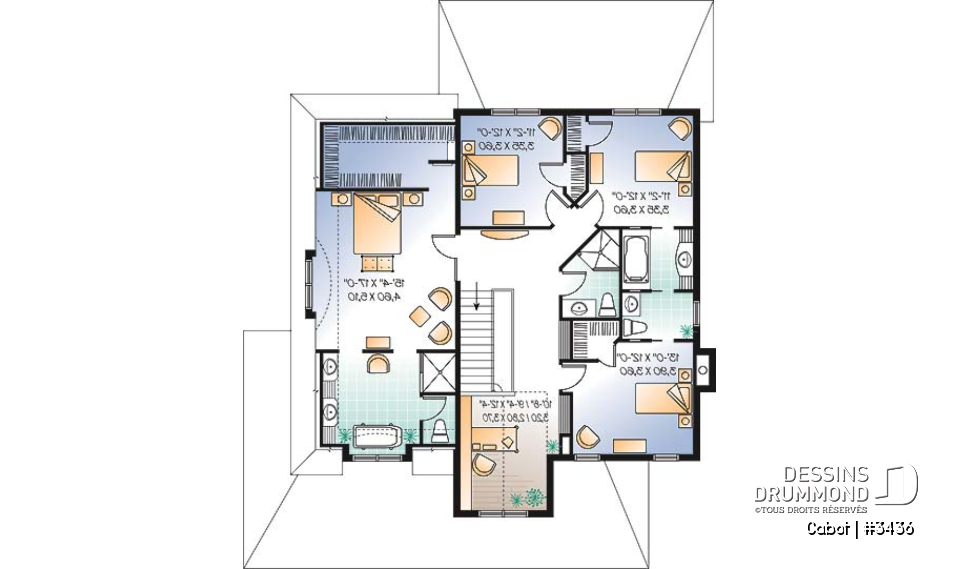 Étage - Européen, vaste cuisine, 4 à 5 ch., remarquable suite des maîtres, garage double - Cabot