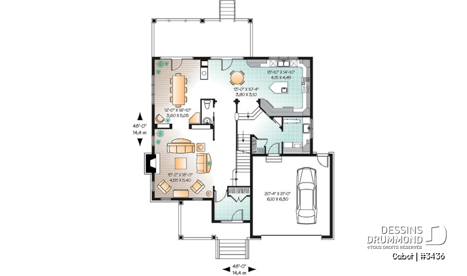 Rez-de-chaussée - Européen, vaste cuisine, 4 à 5 ch., remarquable suite des maîtres, garage double - Cabot