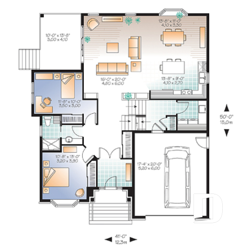 Rez-de-chaussée - Style européen, terrasse extérieur, 3 grandes chambres, garage - Lys 2