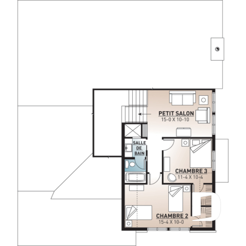 Étage - Bungalow pour famille reconstituée, chambre des maîtres au rez-de-chaussée, 3 à 4 chambres, garage double - Fabienne