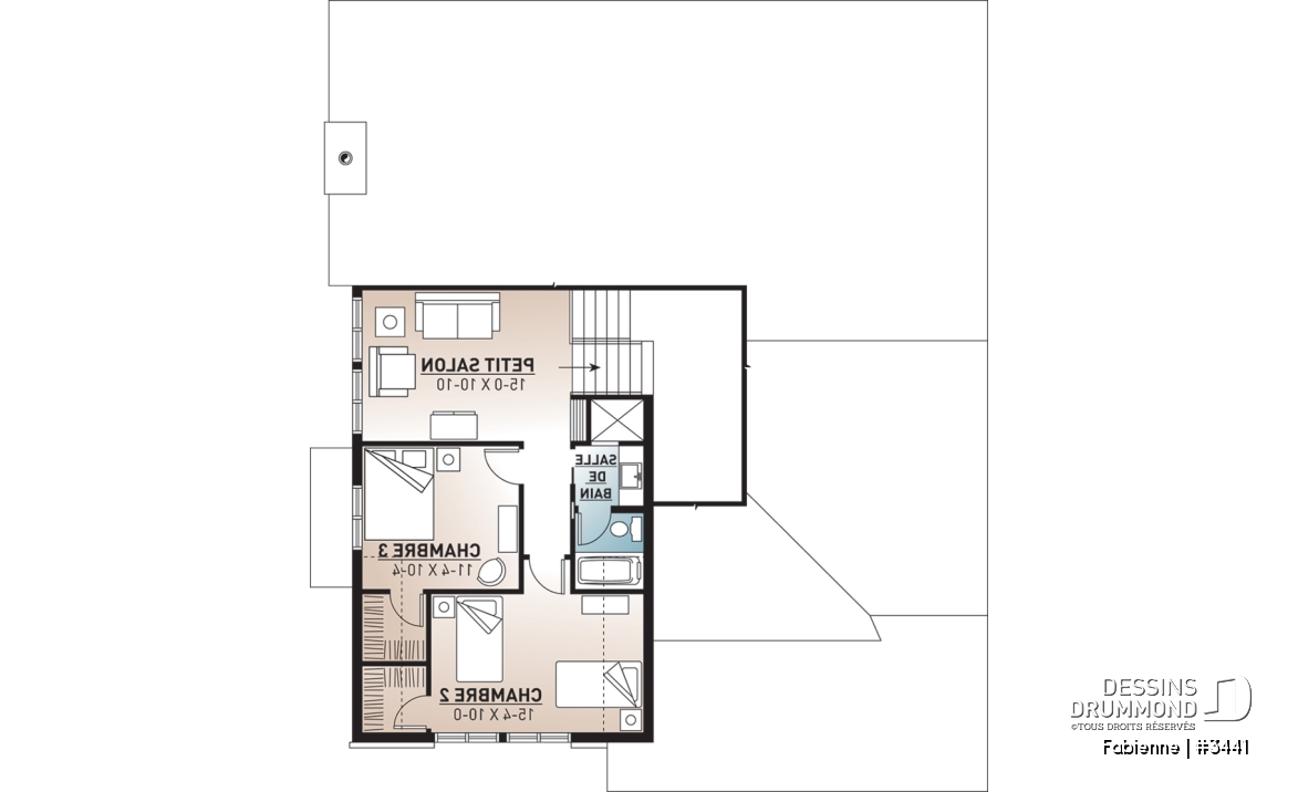 Étage - Bungalow pour famille reconstituée, chambre des maîtres au rez-de-chaussée, 3 à 4 chambres, garage double - Fabienne