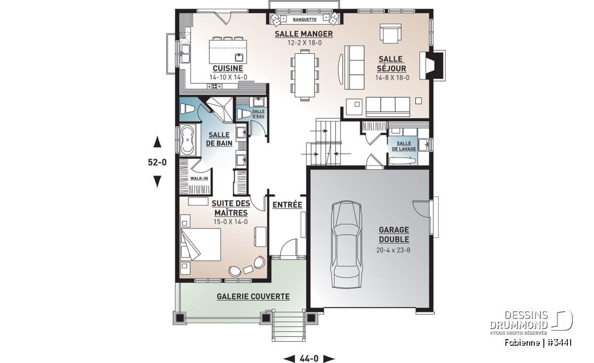 Rez-de-chaussée - Bungalow pour famille reconstituée, chambre des maîtres au rez-de-chaussée, 3 à 4 chambres, garage double - Fabienne