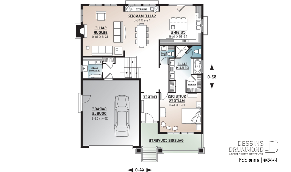 Rez-de-chaussée - Bungalow pour famille reconstituée, chambre des maîtres au rez-de-chaussée, 3 à 4 chambres, garage double - Fabienne