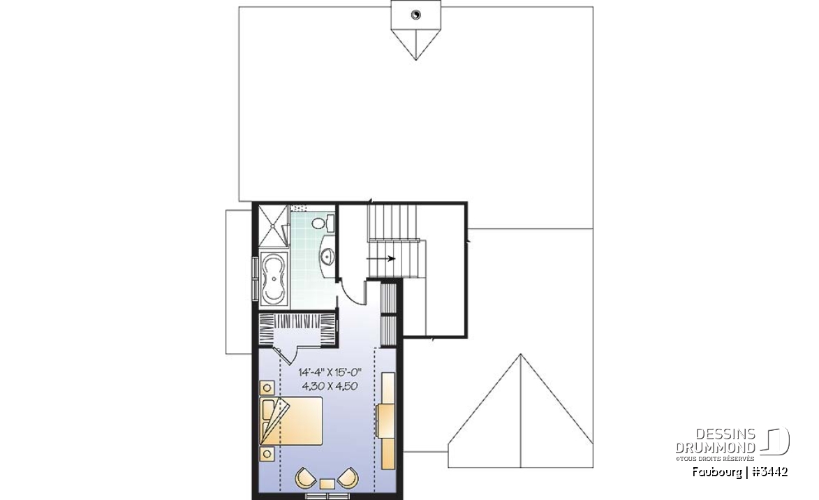 Étage - Plan de style craftsman avec 3 chambre, garage double et porte patio triple à l'arrière, foyer - Faubourg