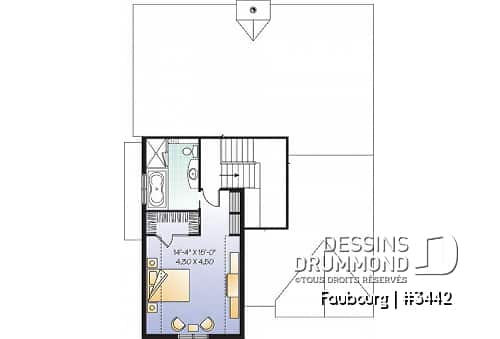 Étage - Plan de style craftsman avec 3 chambre, garage double et porte patio triple à l'arrière, foyer - Faubourg