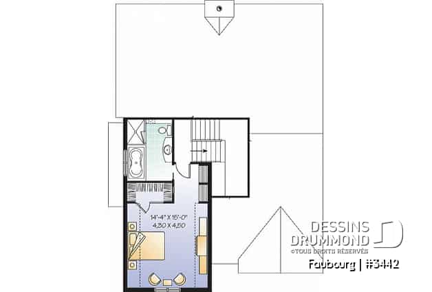 Étage - Plan de style craftsman avec 3 chambre, garage double et porte patio triple à l'arrière, foyer - Faubourg