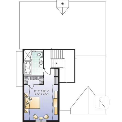 Étage - Plan de style craftsman avec 3 chambre, garage double et porte patio triple à l'arrière, foyer - Faubourg