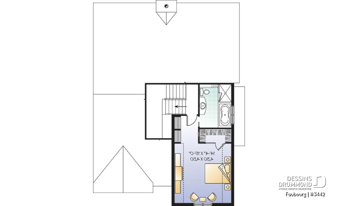 Étage - Plan de style craftsman avec 3 chambre, garage double et porte patio triple à l'arrière, foyer - Faubourg