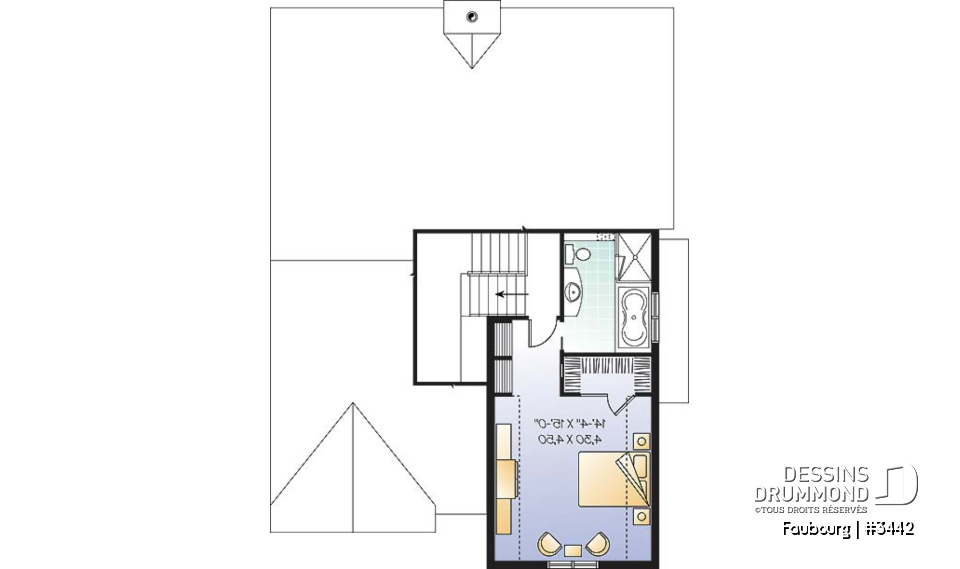 Étage - Plan de style craftsman avec 3 chambre, garage double et porte patio triple à l'arrière, foyer - Faubourg