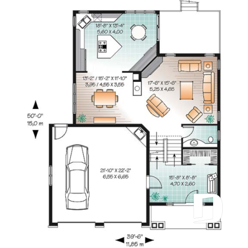 Rez-de-chaussée - Plan de maison 3 chambres, walk-in double dans la suite des maîtres, garage double - Garenne