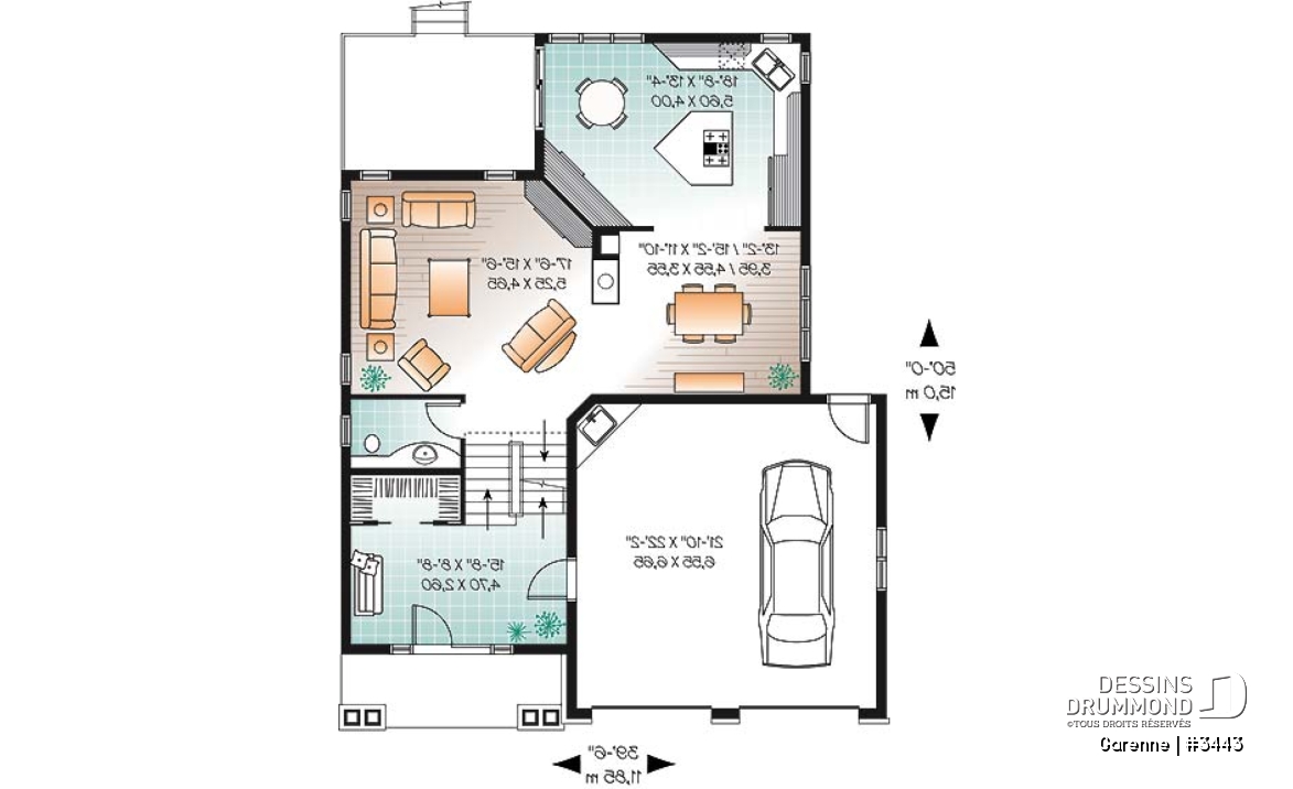 Rez-de-chaussée - Plan de maison 3 chambres, walk-in double dans la suite des maîtres, garage double - Garenne