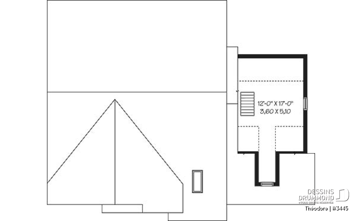 Rangement boni - plan de 3 chambres dont une avec balcon, plafond cathédrale, espace boni &amp; garage - Théodore