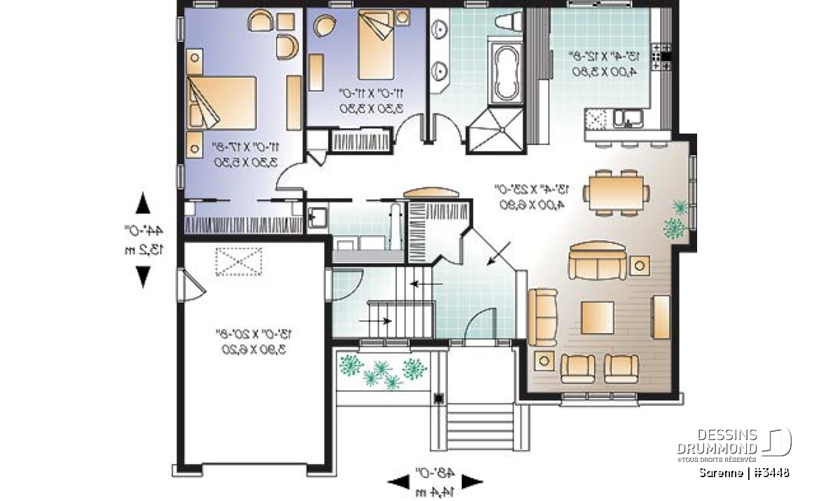 Rez-de-chaussée - Plain-pied style craftsman, 2 chambres, garage avec espace boni - Sarenne