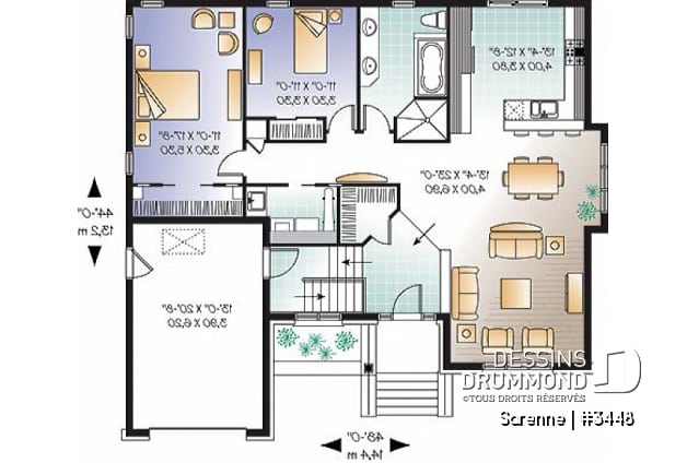 Rez-de-chaussée - Plain-pied style craftsman, 2 chambres, garage avec espace boni - Sarenne