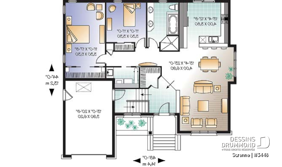 Rez-de-chaussée - Plain-pied style craftsman, 2 chambres, garage avec espace boni - Sarenne