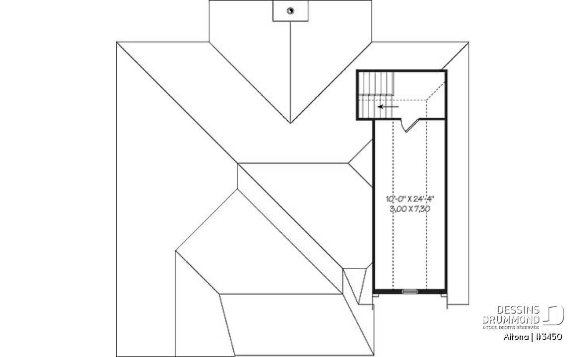 Espace boni - Plan de Bungalow confortable, vestibule, foyer, cuisine ouverte sur salon, 2 chambres, garage avec espace boni - Altona