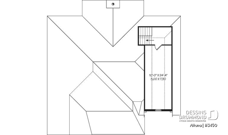 Espace boni - Plan de Bungalow confortable, vestibule, foyer, cuisine ouverte sur salon, 2 chambres, garage avec espace boni - Altona