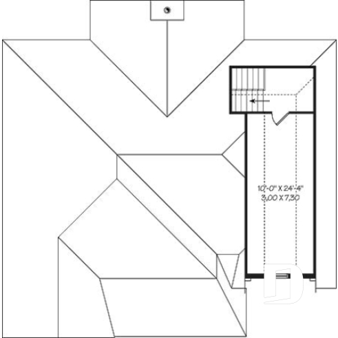 Espace boni - Plan de Bungalow confortable, vestibule, foyer, cuisine ouverte sur salon, 2 chambres, garage avec espace boni - Altona