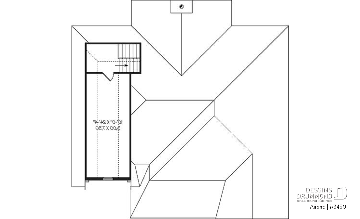 Espace boni - Plan de Bungalow confortable, vestibule, foyer, cuisine ouverte sur salon, 2 chambres, garage avec espace boni - Altona