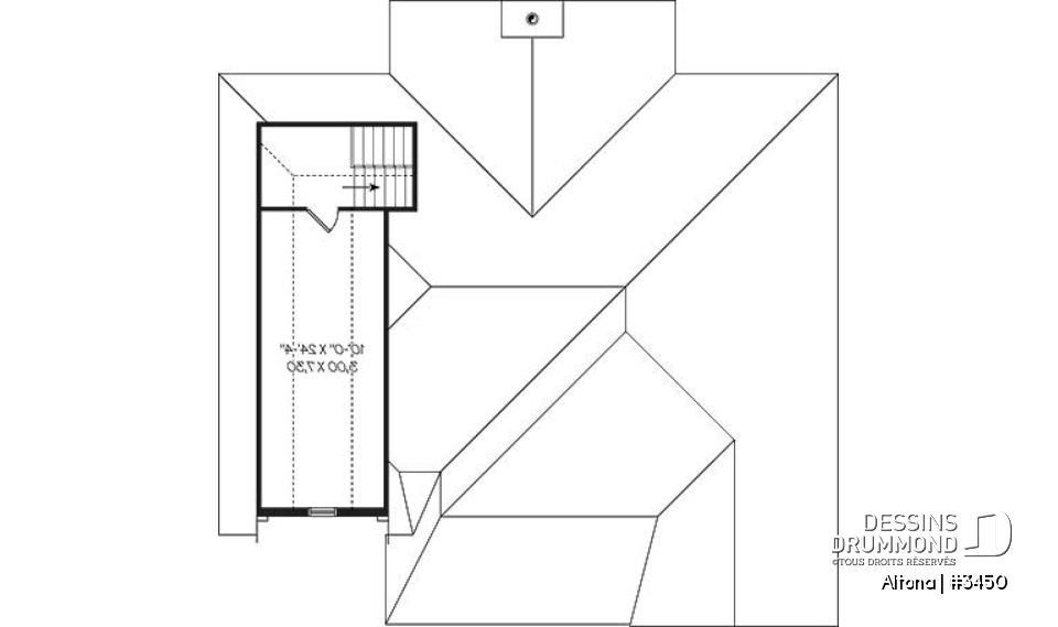 Espace boni - Plan de Bungalow confortable, vestibule, foyer, cuisine ouverte sur salon, 2 chambres, garage avec espace boni - Altona