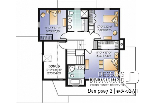 Étage - Plan de maison familiale, bureau à domicile, 3 à 4 chambres, espace boni, garage spacieux - Dempsey 2