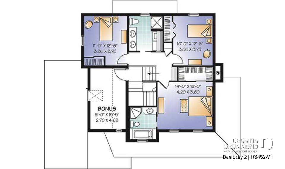 Étage - Plan de maison familiale, bureau à domicile, 3 à 4 chambres, espace boni, garage spacieux - Dempsey 2