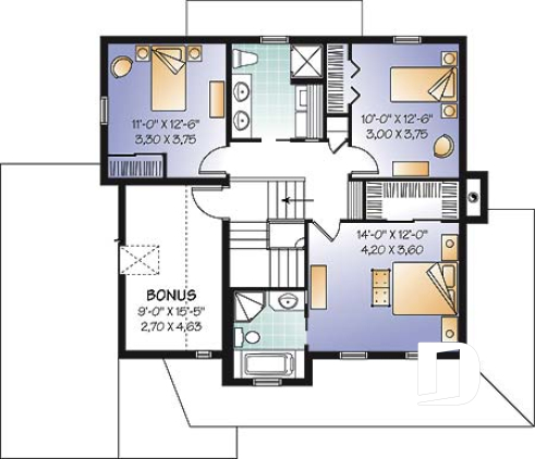 Étage - Plan de maison familiale, bureau à domicile, 3 à 4 chambres, espace boni, garage spacieux - Dempsey 2