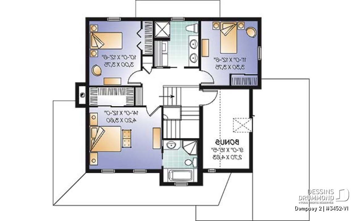 Étage - Plan de maison familiale, bureau à domicile, 3 à 4 chambres, espace boni, garage spacieux - Dempsey 2