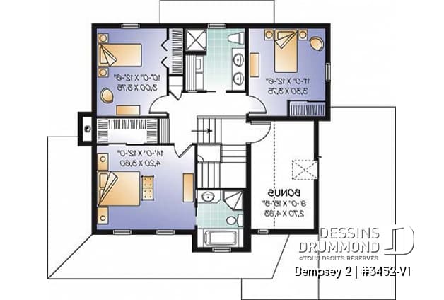 Étage - Plan de maison familiale, bureau à domicile, 3 à 4 chambres, espace boni, garage spacieux - Dempsey 2