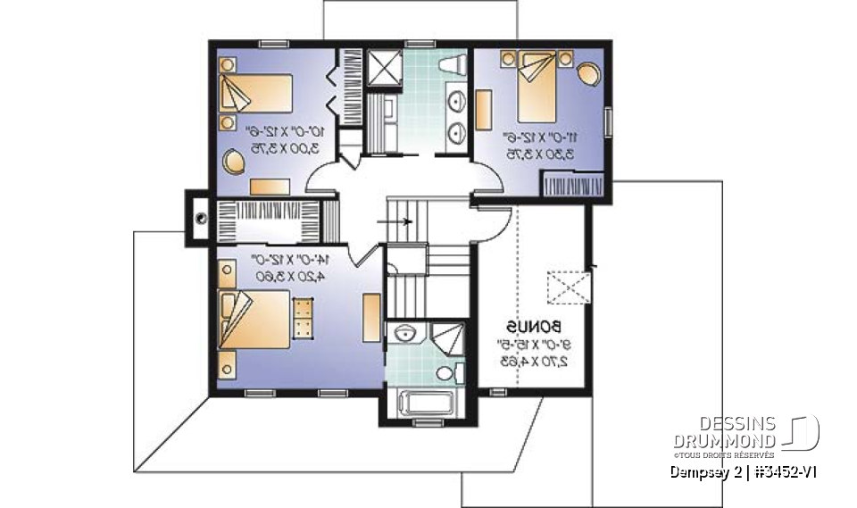Étage - Plan de maison familiale, bureau à domicile, 3 à 4 chambres, espace boni, garage spacieux - Dempsey 2
