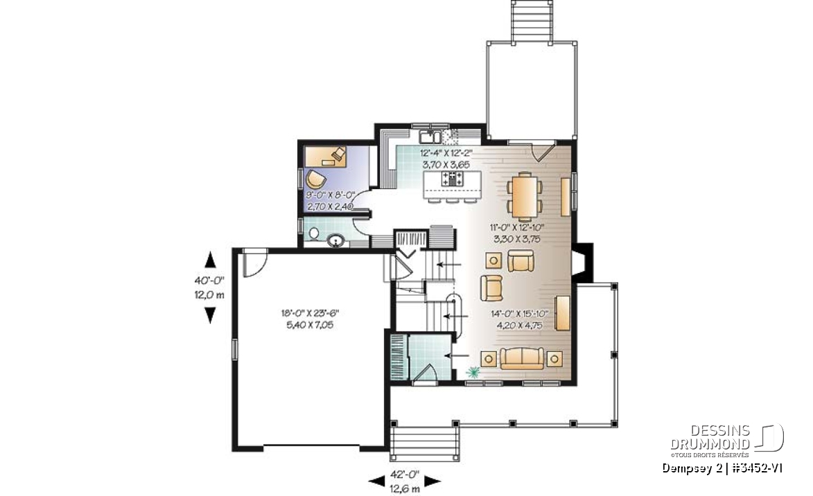 Rez-de-chaussée - Plan de maison familiale, bureau à domicile, 3 à 4 chambres, espace boni, garage spacieux - Dempsey 2